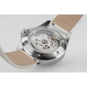 hamilton khaki pilot auto – silber 36mm weiß leder
