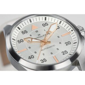 hamilton khaki pilot auto – silber 36mm weiß leder