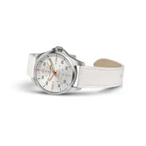 hamilton khaki pilot auto – silber 36mm weiß leder
