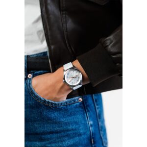hamilton khaki pilot auto – silber 36mm weiß leder