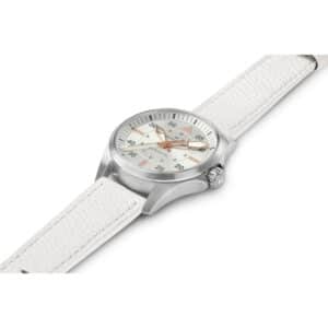 hamilton khaki pilot auto – silber 36mm weiß leder