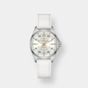 hamilton khaki pilot auto – silber 36mm weiß leder