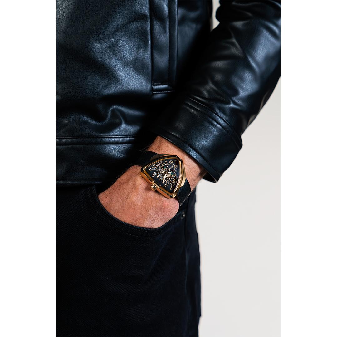 hamilton ventura skeleton dragon – schwarz 42mm rosé
