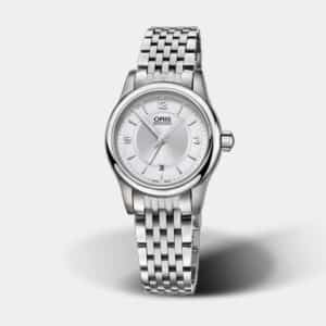 oris classic date – silber 28.5mm edelstahl
