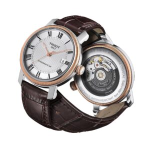 tissot bridgeport powermatic 80 – silber 40mm braun roségold