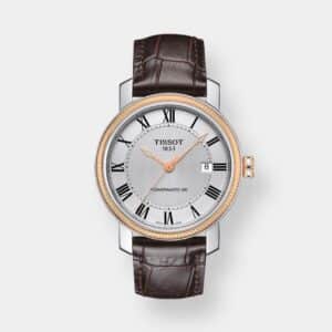 tissot bridgeport powermatic 80 – silber 40mm braun roségold