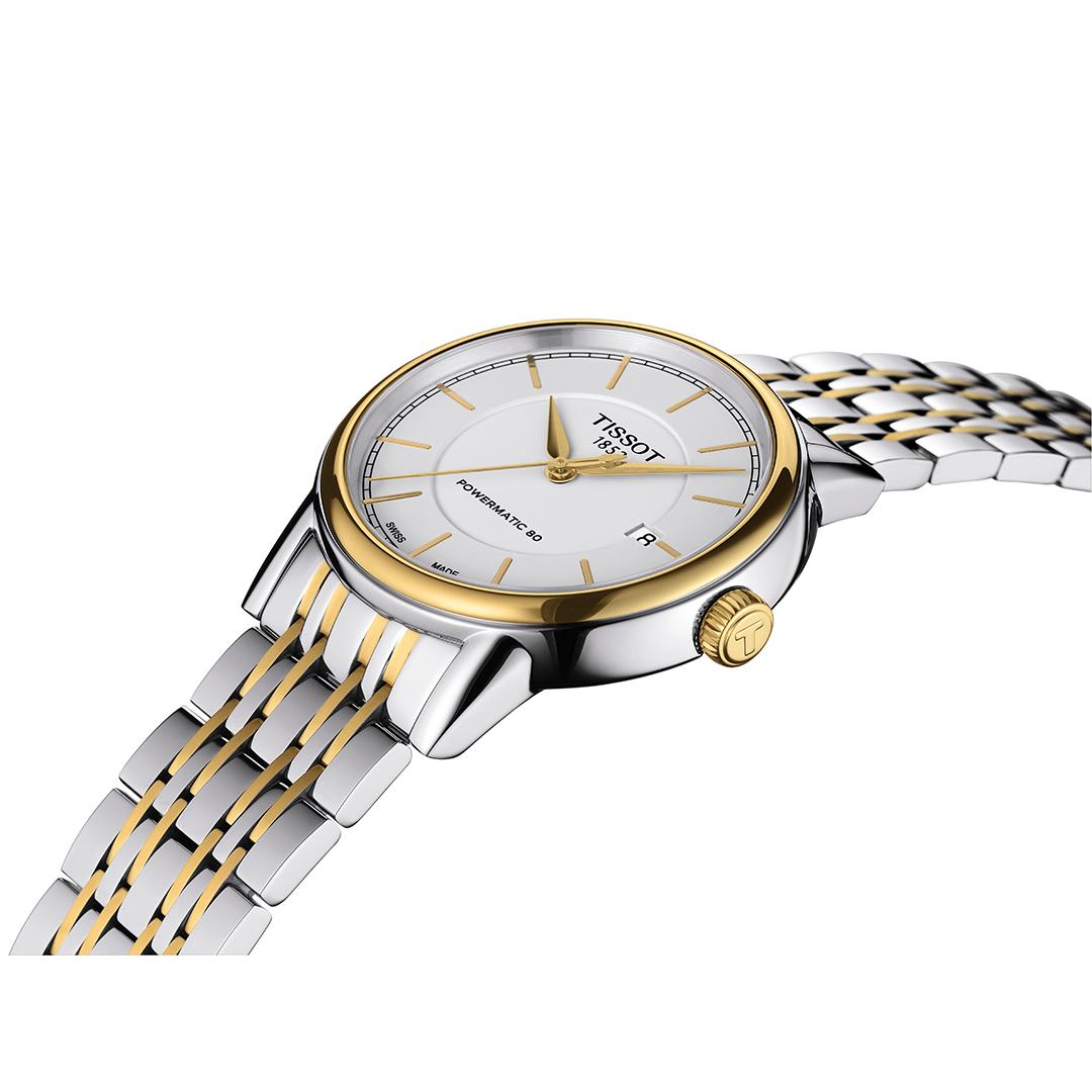 tissot carson powermatic 80 herren – automatikuhr in gold & silber
