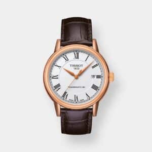 tissot carson powermatic 80 – weiß 40mm rosé leder