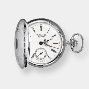 tissot savonnette mechanical – weiß 50mm mit edelstahl kette