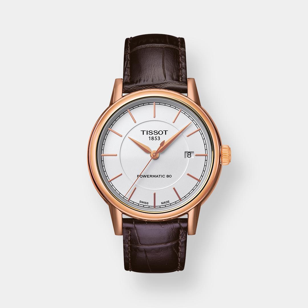 tissot t classic powermatic – weiß 40mm rosé leder
