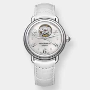 aerowatch 1942 lady elegance automatik open heart – perlmutt 35mm stahl