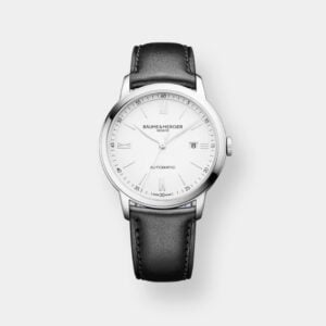 baume & mercier classima 10332 – weiß 42mm schwarz leder