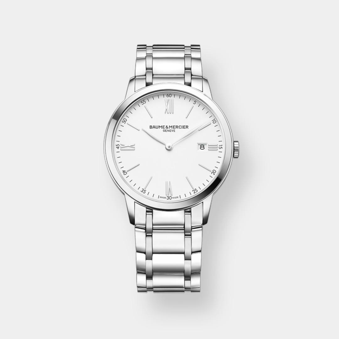 baume & mercier classima 10354 – weiß 40mm edelstahl quarz