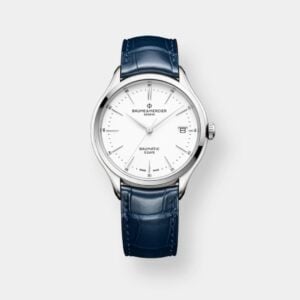 baume & mercier clifton 10398 – weiß 40mm blau leder