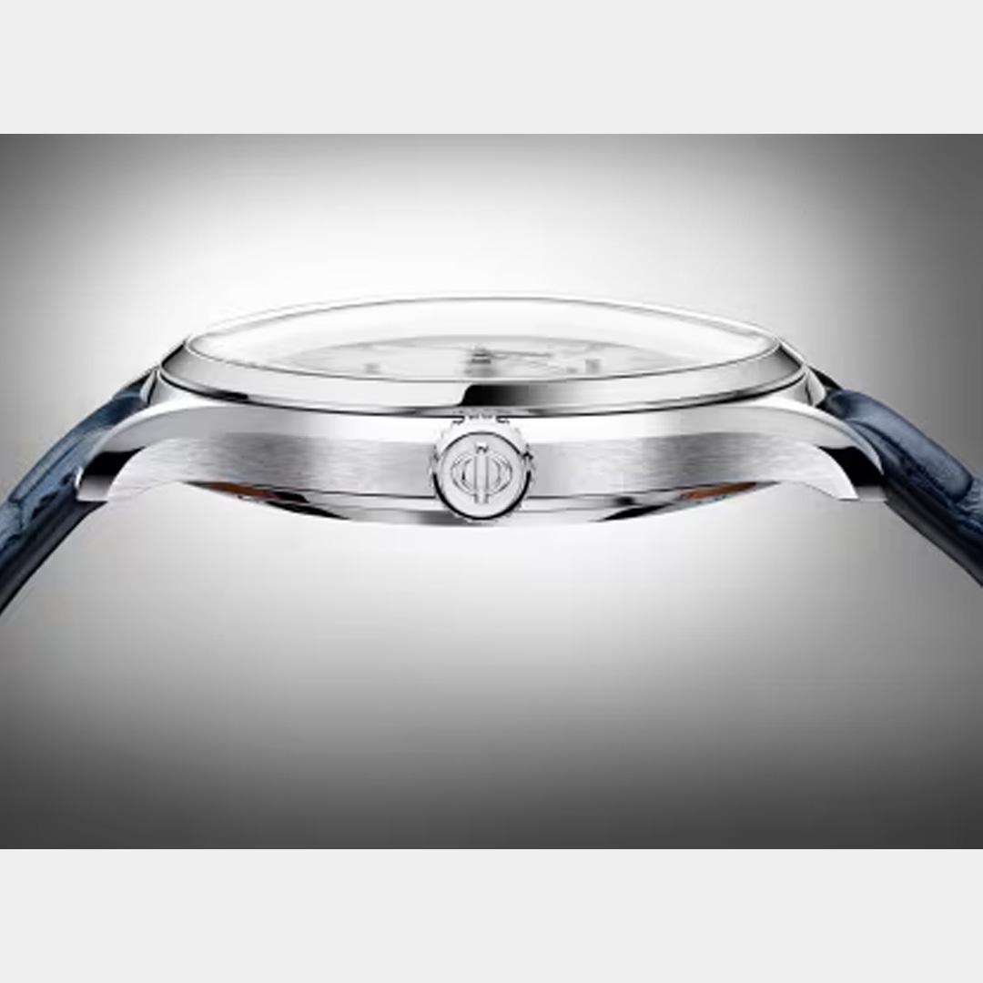 baume & mercier clifton 10398 – weiß 40mm blau leder