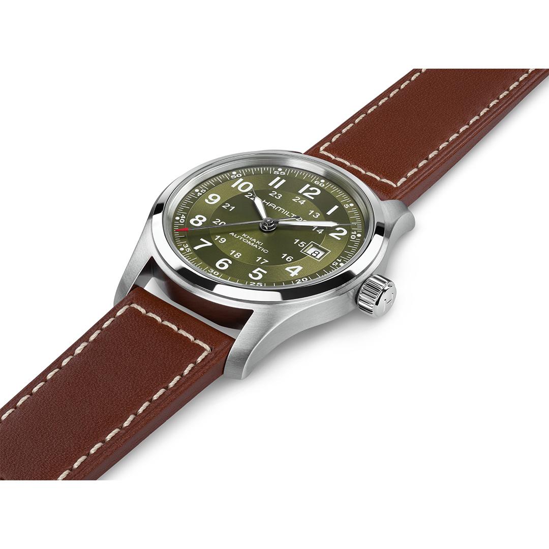 hamilton khaki field auto date – grün 42mm edelstahl