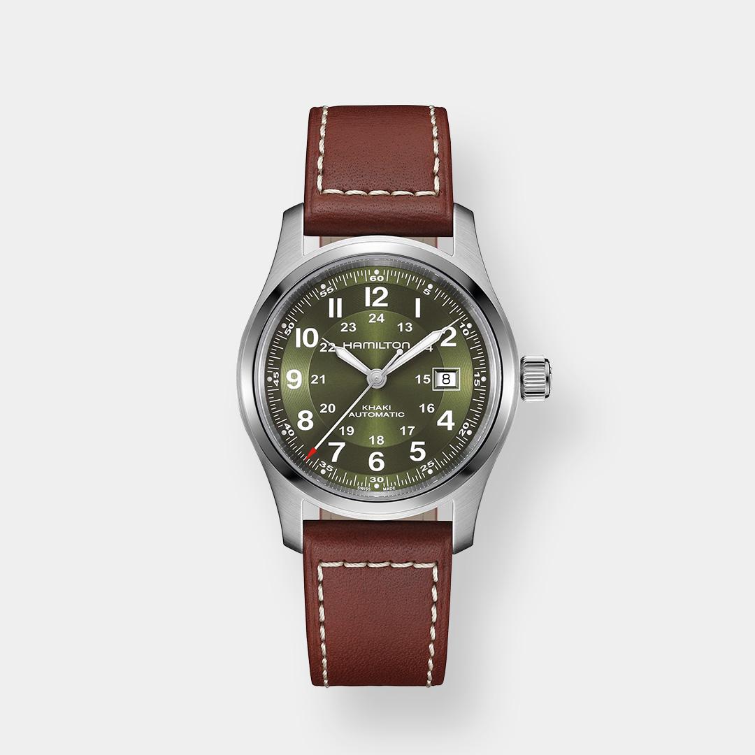 hamilton khaki field auto date – grün 42mm edelstahl
