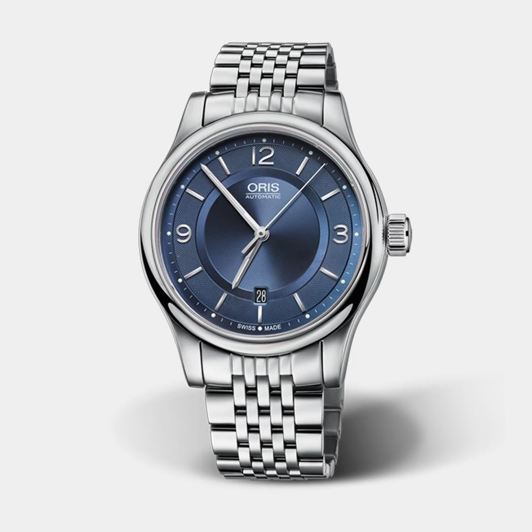 oris classic date – blau 42mm edelstahl