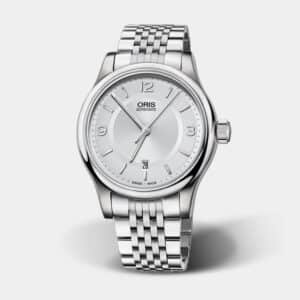 oris classic date – grau 42mm edelstahl