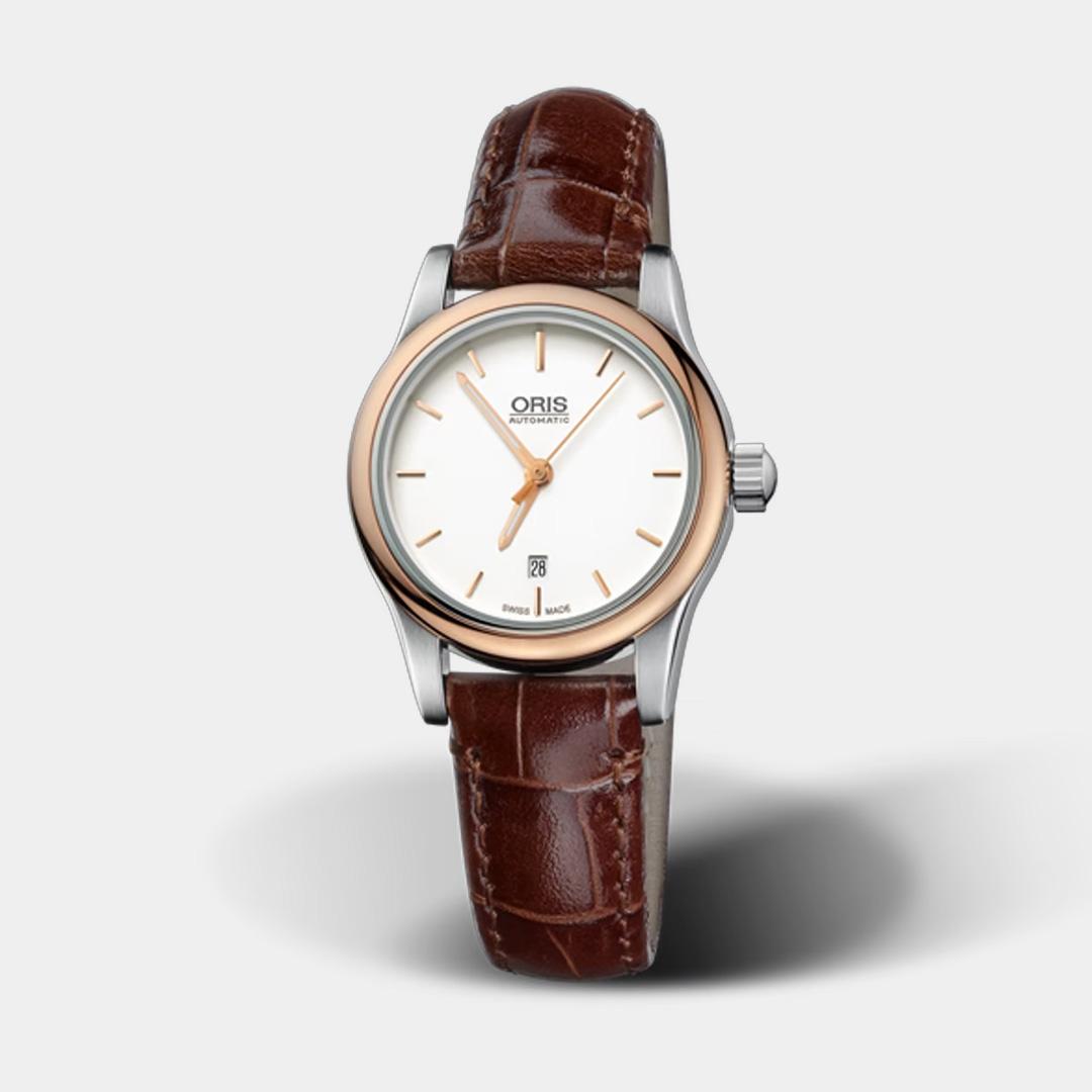 oris classic date – roségold 28.5mm edelstahl