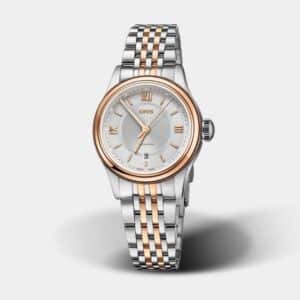 oris classic date – roségold 28.5mm edelstahl
