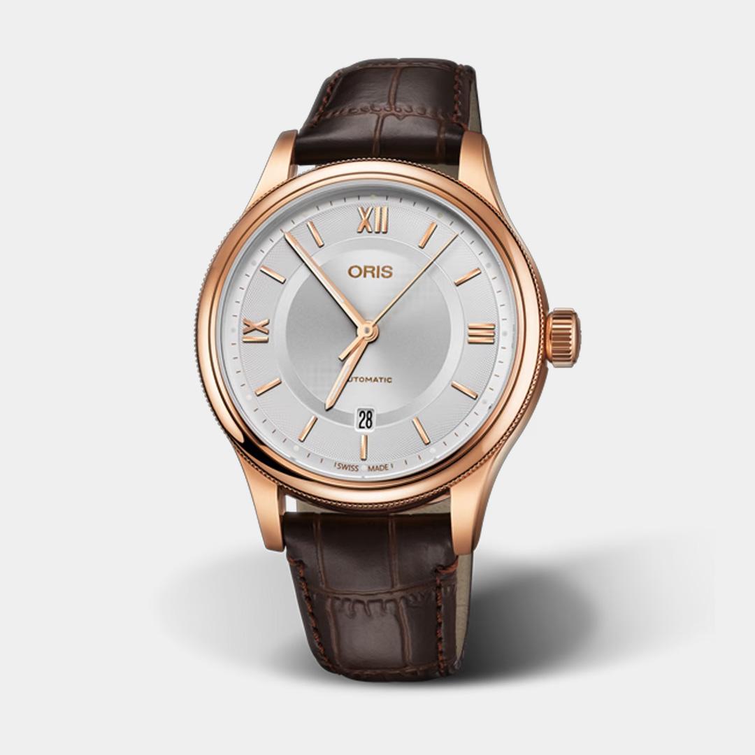 oris classic date – roségold 42mm edelstahl