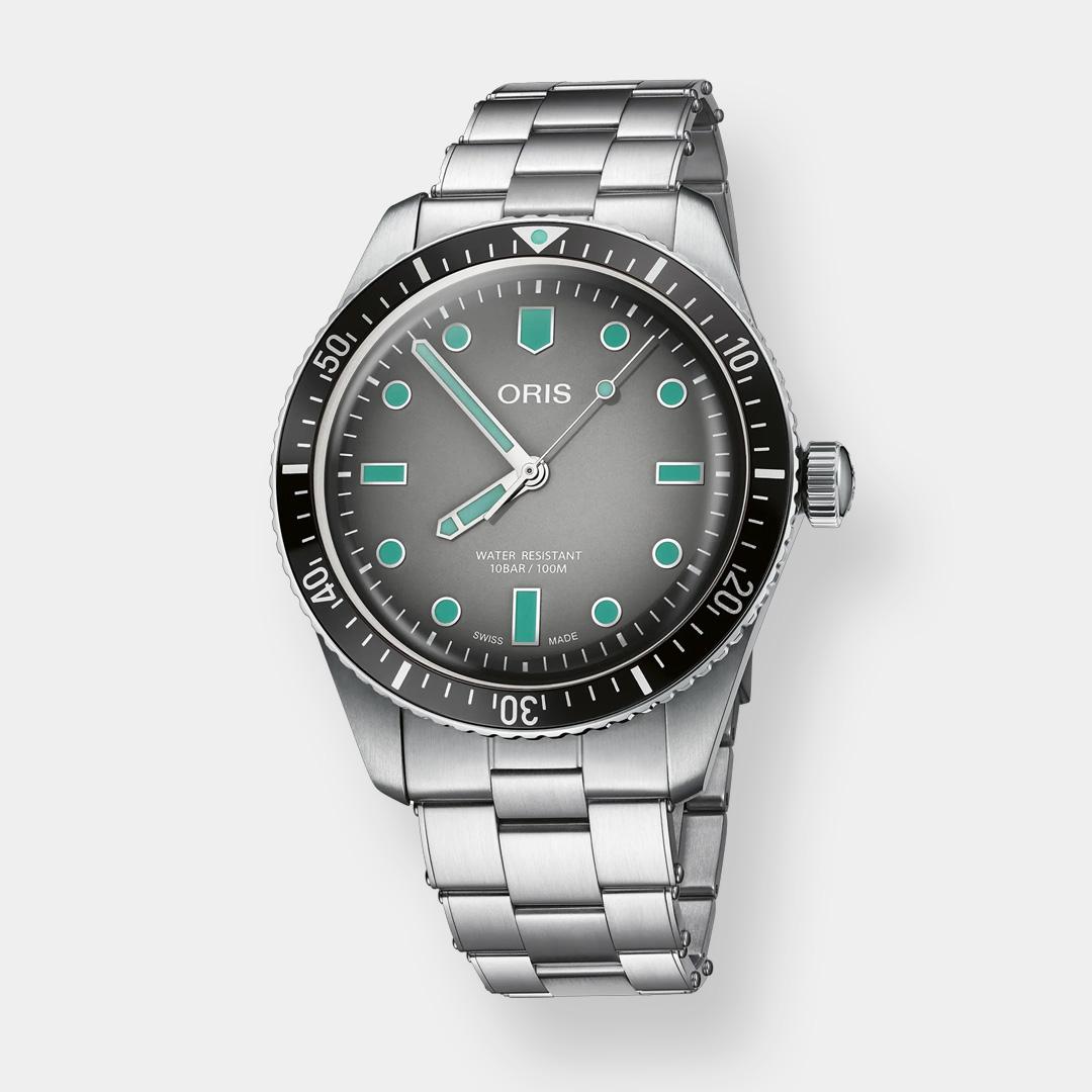 oris divers sixty five glow – grau 40mm edelstahl