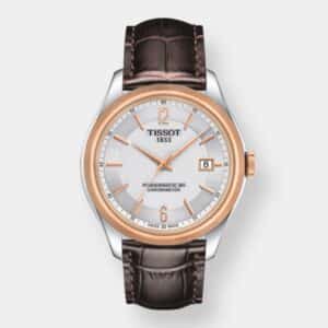 tissot ballade automatik – silber 41mm braun leder