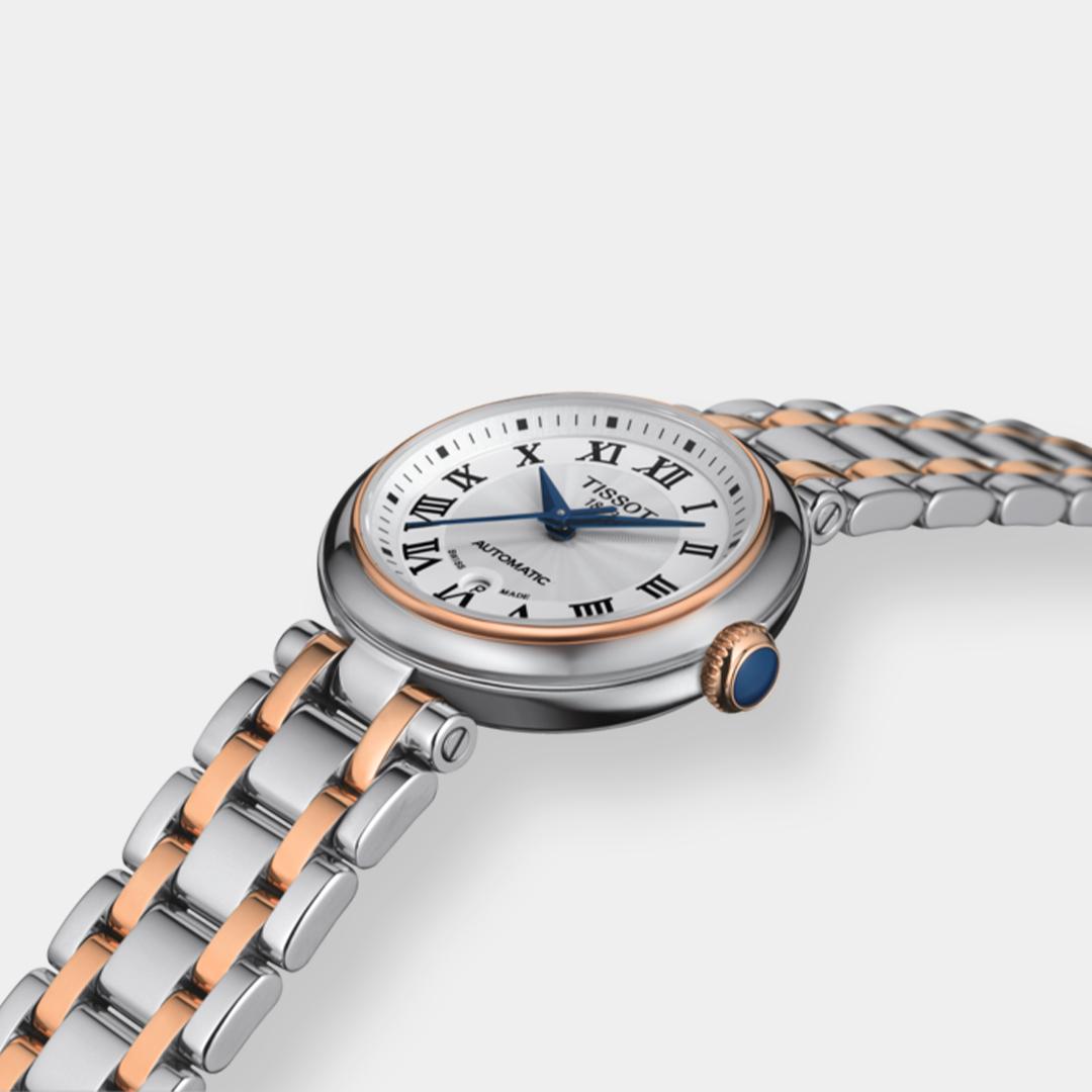 tissot bellissima small lady automatic – silber bicolor 29mm