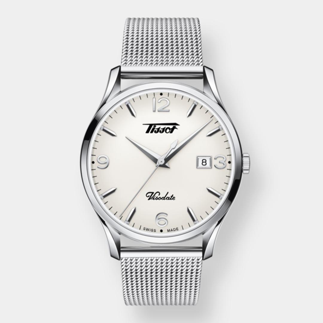 tissot heritage visodate quarz silber 40mm milanaiseband
