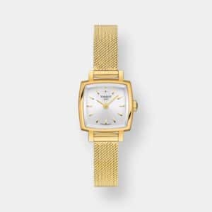 tissot lovely square – silber 20 mm gelbgold pvd
