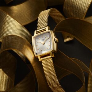 tissot lovely square – silber 20 mm gelbgold pvd