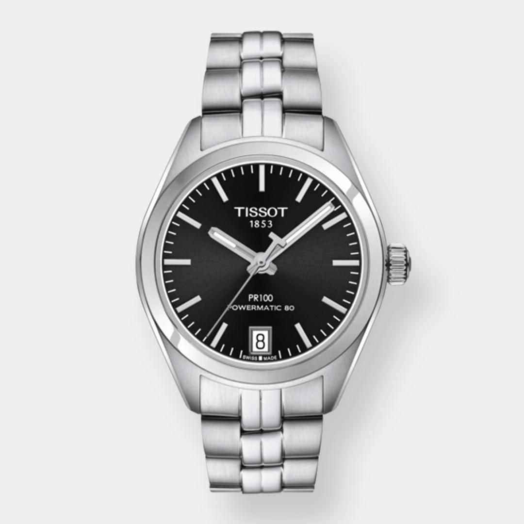 tissot pr 100 lady automatik schwarz 33mm edelstahl