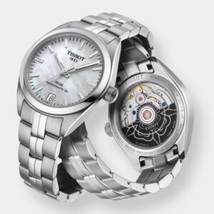 tissot pr 100 lady automatik silber 33mm mit diamanten