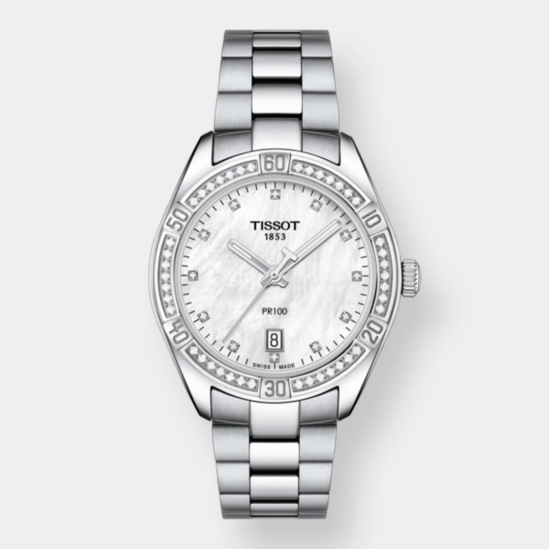 tissot pr 100 lady sport chic quarz perlmutt 36mm diamant