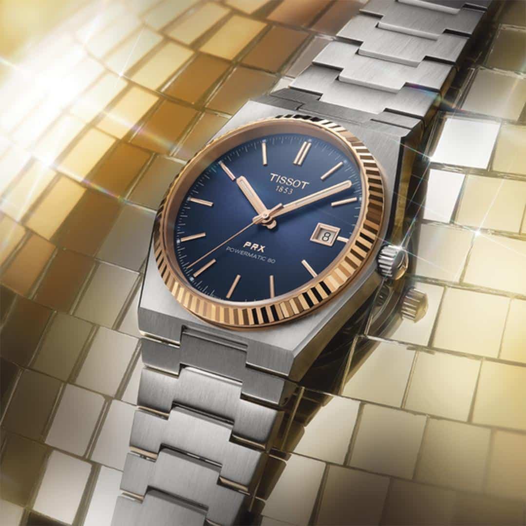 tissot prx 40 205 powermatic 80 – 40mm 18k roségold & blau