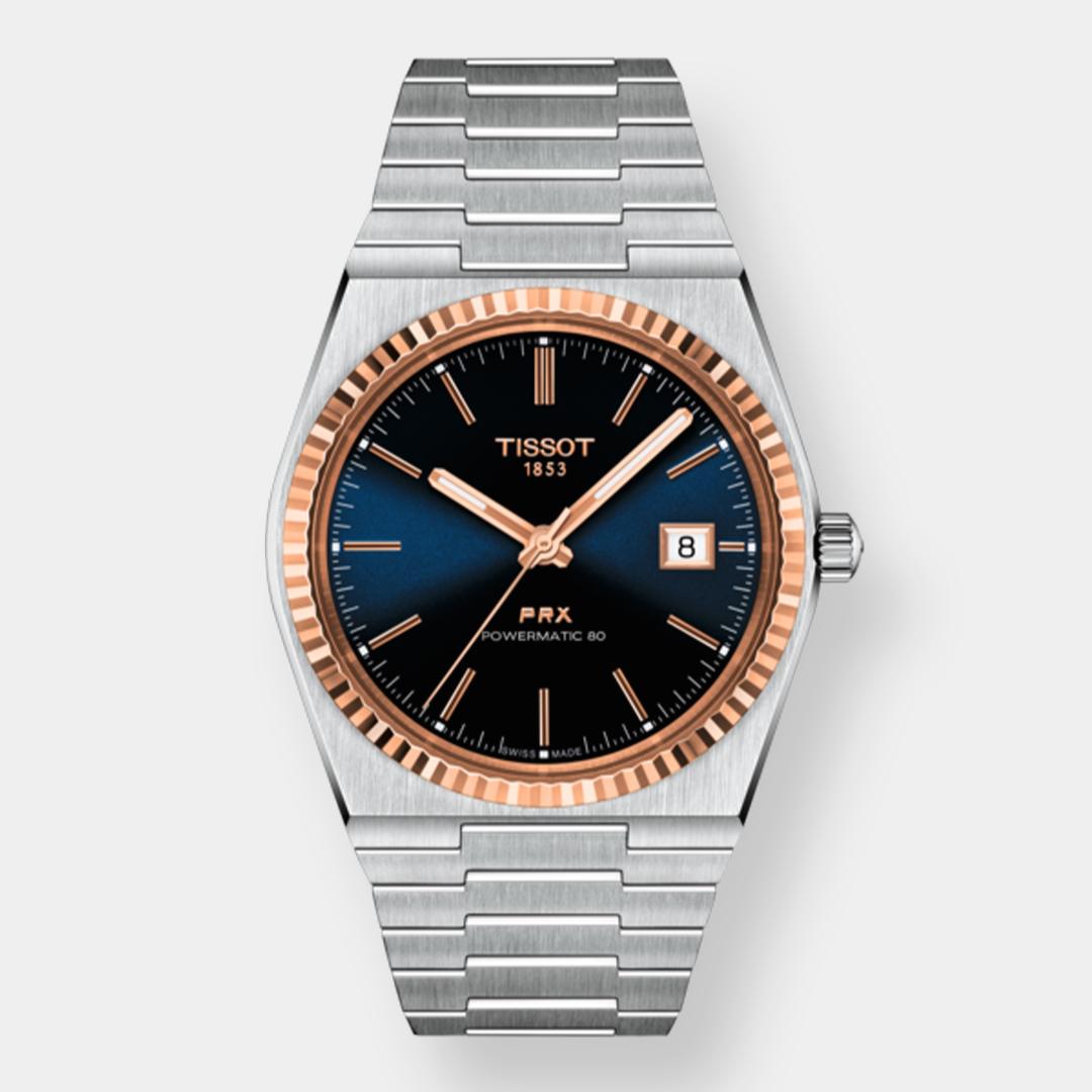 tissot prx 40 205 powermatic 80 – 40mm 18k roségold & blau