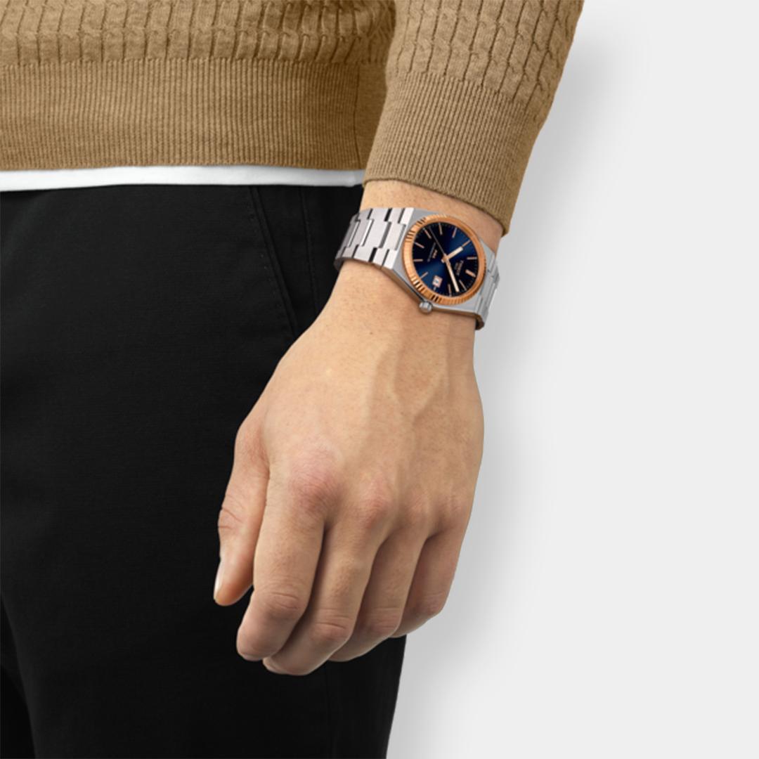 tissot prx 40 205 powermatic 80 – 40mm 18k roségold & blau