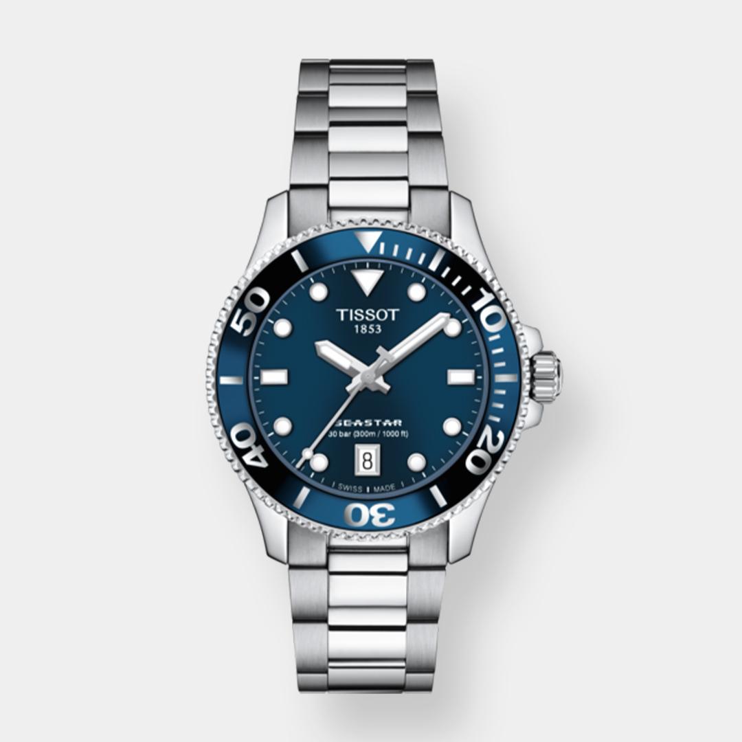 tissot seastar 1000 damen quarz – blau 36mm edelstahl