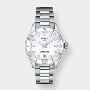 tissot seastar 1000 damen quarz – weiß 36mm stahl & leder