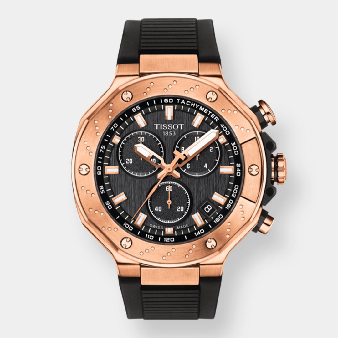tissot t race chronograph quarz – schwarz 45mm rosé pvd