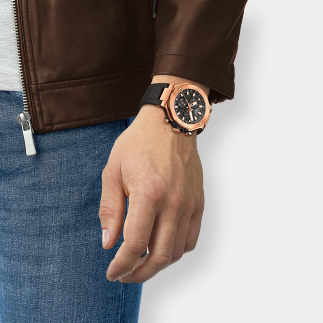 tissot t race chronograph quarz – schwarz 45mm rosé pvd