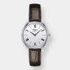 tissot tradition 5.5 lady quarz – silber 31mm leder braun
