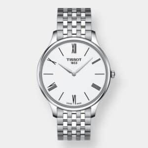 tissot tradition 5.5 quarz weiß 39mm edelstahl flach