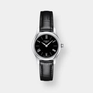 tissot tradition quarz schwarz 25mm leder flach