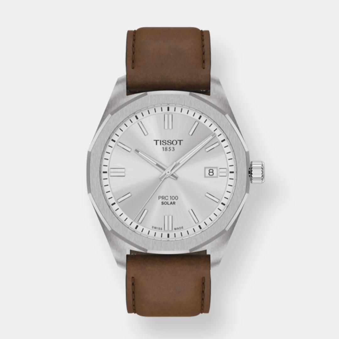 Tissot PRC 100 Solar Quarz – Silber 39mm Leder Braun
