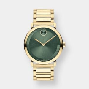 Movado BOLD Evolution 2.0 – Goldene Designeruhr mit grünem Zifferblatt
