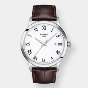Tissot Classic Dream Quarz – Weiß 42mm Braun Leder