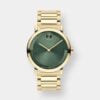 movado bold evolution 2.0 – goldene designeruhr mit grünem zifferblatt