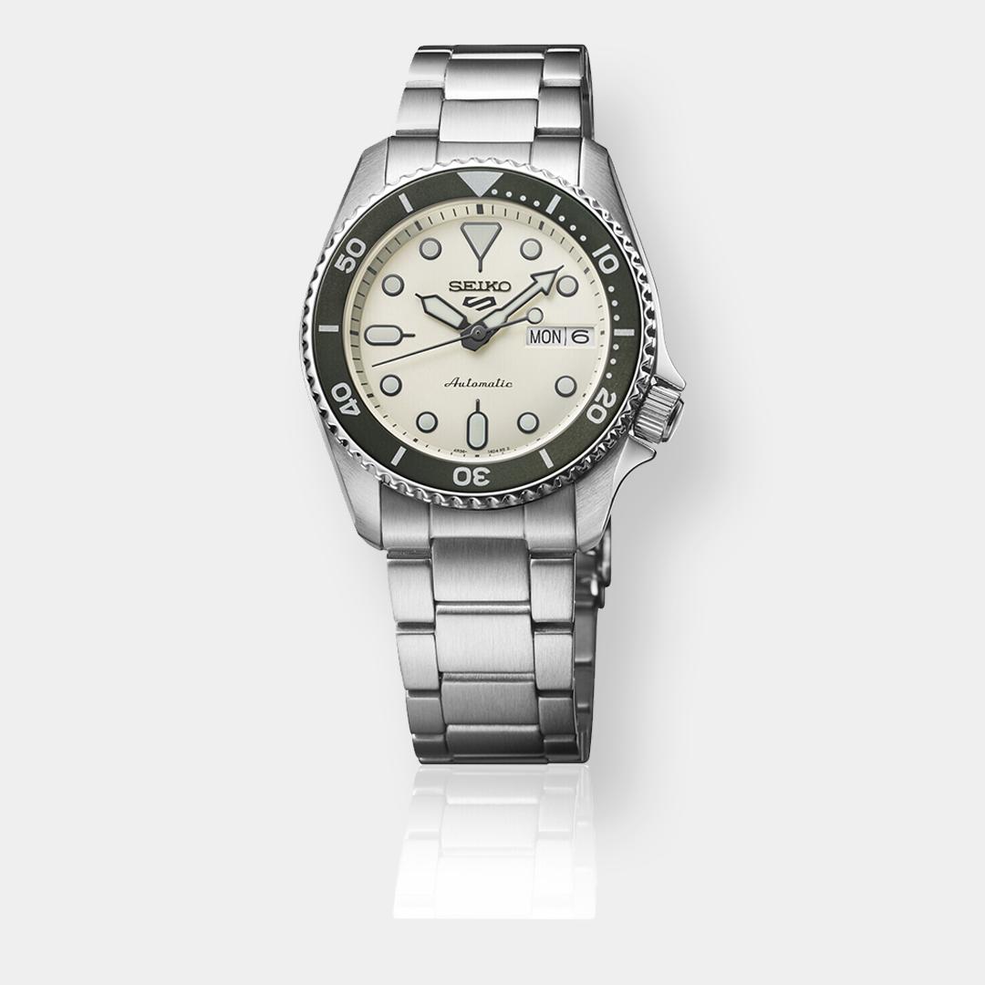 seiko 5 sports automatik day date – weiß 38mm edelstahl